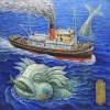 Морской змий, ловящий рыбу в Бретанском океяне